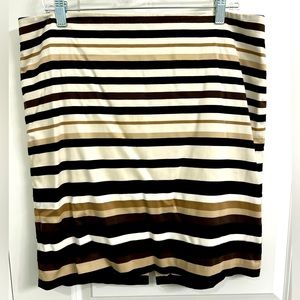White House Black Market Striped Ribbon Pencil Skirt- Black White Tan